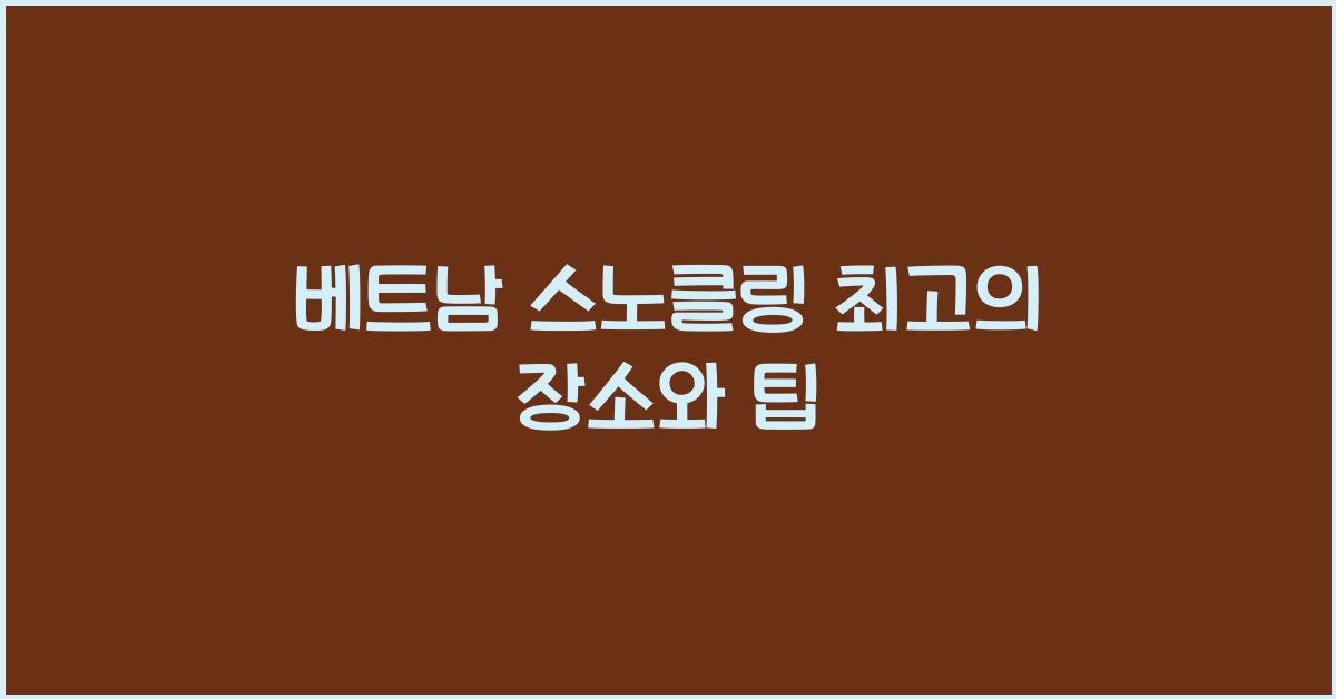 베트남 스노클링 최고의 장소와 팁
